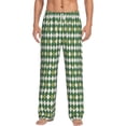 thumbnail image 2 of Kdxio Light Green Squares Print Men's Sleep Pajama Pant Lounge Pants with Pockets, 2 of 8
