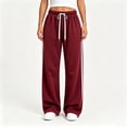 thumbnail image 4 of Ruohan Women's Wide Leg Sweatpants, High Waist Drawstring Track Pants with Pockets, Side Stripe, 4 of 8