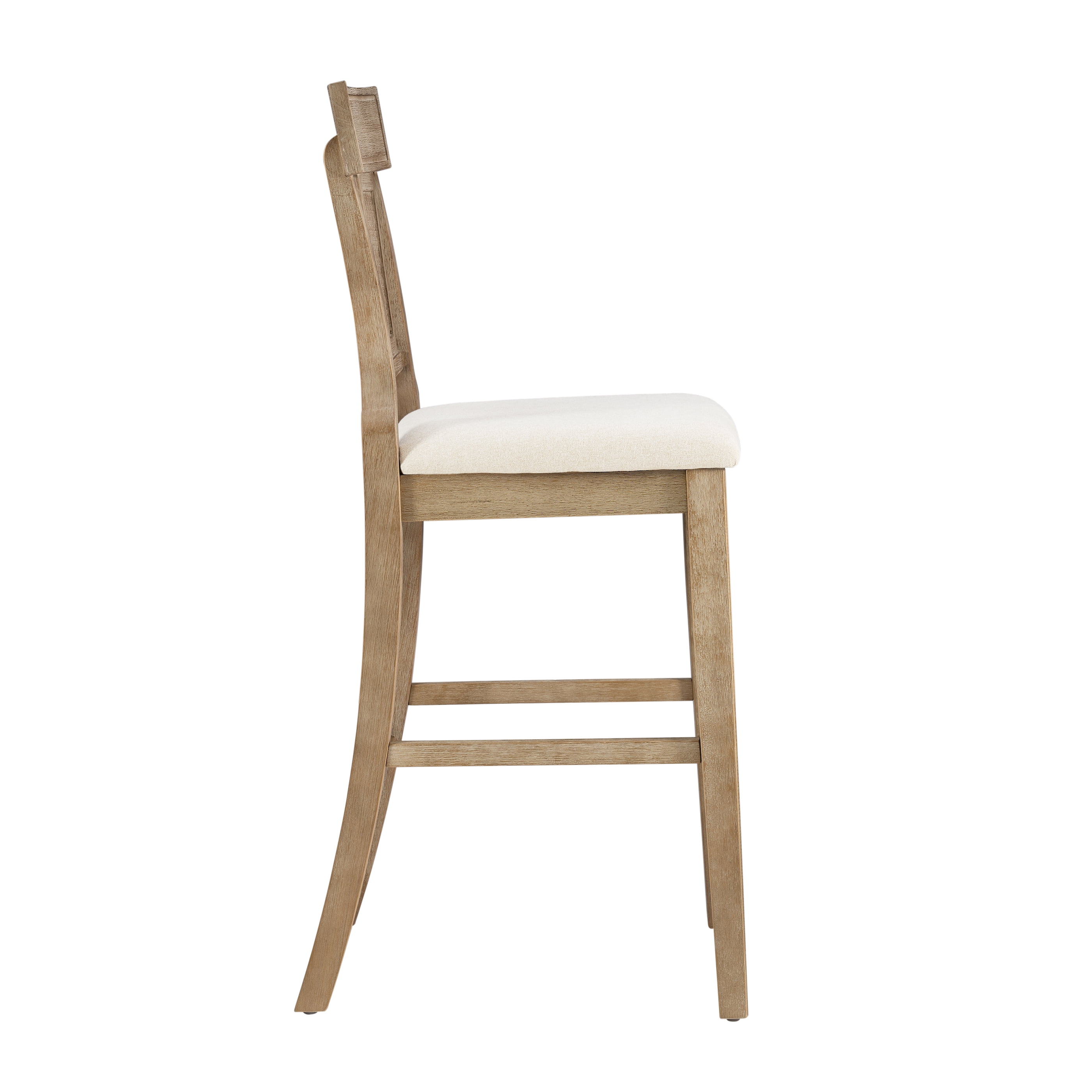 Linon Rylan 30" High Back Indoor Wood Bar Stool, Rustic Gray wash & Beige
