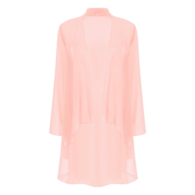 Alvivi Kimono Cardigans pour Femmes en Chiffon Transparent Décontracté Ouvert Boléro Extérieur Rose m