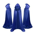 thumbnail image 2 of FINALGANG Men Robe Halloween Solid Color Sleeveless Hooded Satin Tops Mens Versatile Casual Daily Party Photoshoot Robes,Blue,110/S, 2 of 4