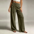 thumbnail image 6 of TEAJOPSUU Wide Leg Pants for Women Comfy Corduroy Drawstring Elastic Waist Palazzo Trousers with Pockets Casual Daily Vacation Pants Olive Green, 6 of 6