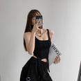 thumbnail image 3 of Fishbone Thread Safari Style Vest Irregular Hook Bottomed Shirt for Women Square Neck Sexy Sleeveless Sort Tops, 3 of 5
