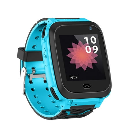 Kids Intelligent Watch with SIM Card Slot 1.44 inch IPX7 Waterproof Touching Screen Children Smartwatch with Tracking Function SOS Call Voice Chat Alarm Clock Compatible for Android and iOS Phone
