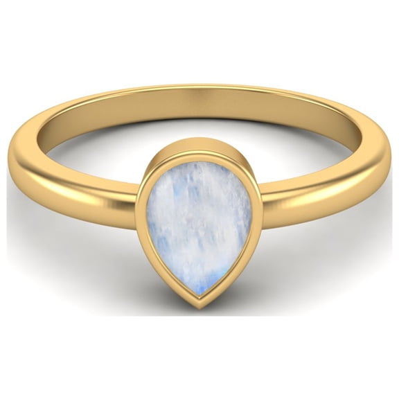 0.75 Cts Pear Shape Moonstone 925 Sterling Silver Gold Vermeil Solitaire Women Valentines Day Gifts Rings