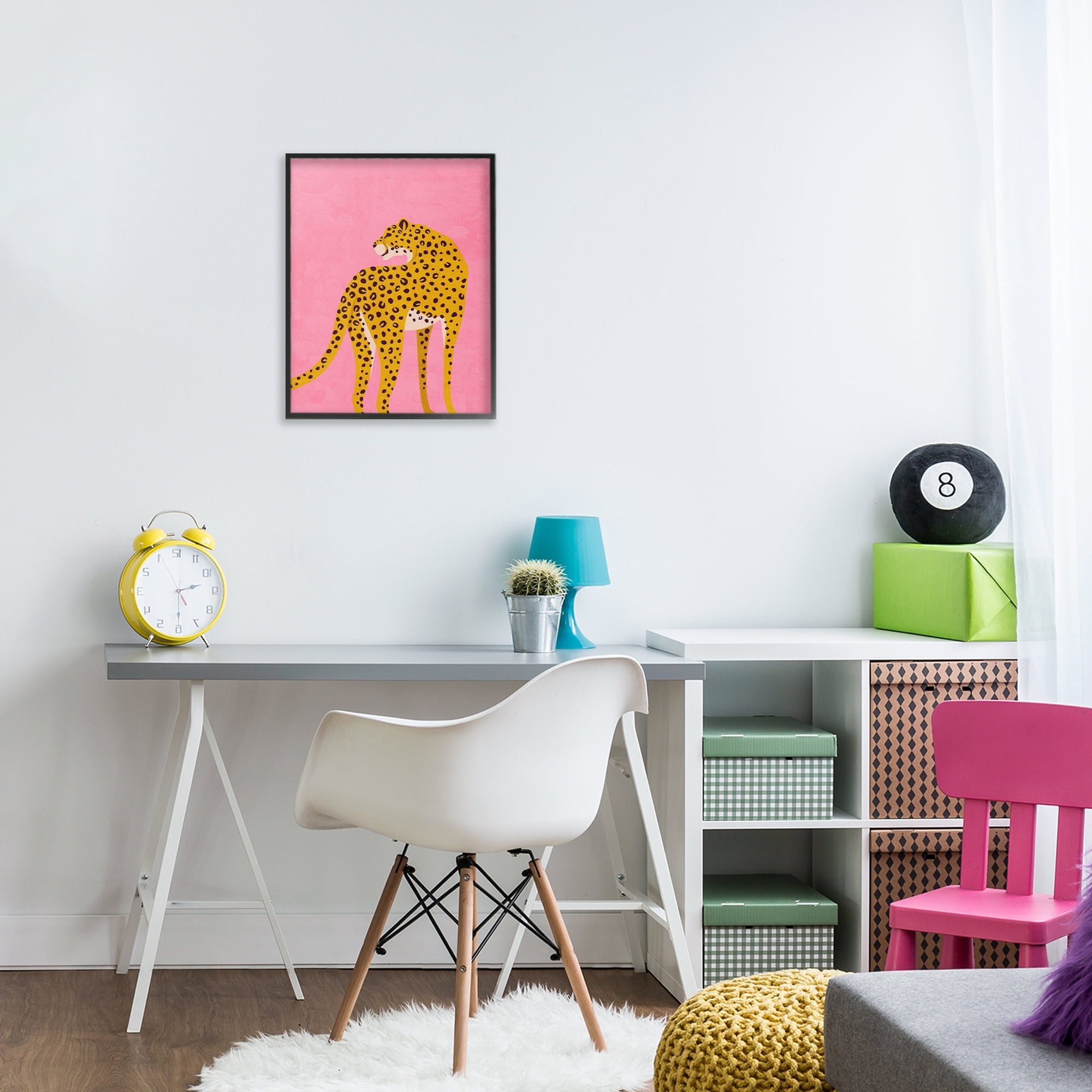 Stupell Industries Leopard on Pink Serenade Black Framed Giclee Art, design by Kim Allen