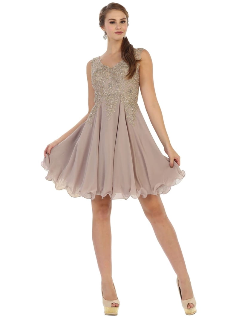 Womens Ivory Cocktail Semi Formal Graduation Short V-Neck Sleeveless A-Line Plus Size Dress - Walmart.com Womens Ivory Cocktail Semi Formal Graduation Short V-Neck Sleeveless A-Line Plus Size Dress - Walmart.com