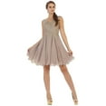 thumbnail image 6 of Womens Blush Cocktail Semi Formal Graduation Short V-Neck Sleeveless A-Line Plus Size Dress, 6 of 10