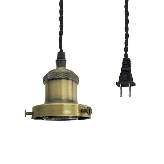 KAYYELAMP Corded Pendant Light Plug in Cord 9.8 Feet E26 Bronze Base with Ring DIY Modern Design Hanging Lamp for Bedsides Kitchen Stairs Counter Loft(No Bulb)