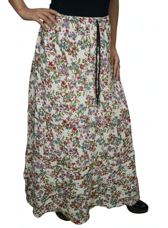 MAxi Skirt Floral Printed Summer Comfy Gypsy Hippie ML