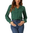 thumbnail image 1 of INSPIRE CHIC Chemises à Manches Longues à Pois en Forme de Cœur pour Femmes avec Col en V et Boutons, 1 of 6