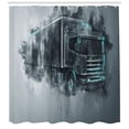 thumbnail image 3 of Ambesonne Truck Shower Curtain, Cargo Delivery Theme, 69"Wx70"L, Grey Turquoise, 3 of 3