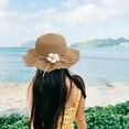 thumbnail image 5 of Sombrero de paja con flores y conjunto de bolsa de paja para mujer, de tela transpirable, con circunferencia de 56 a 58 cm, para verano y playa, 5 of 5