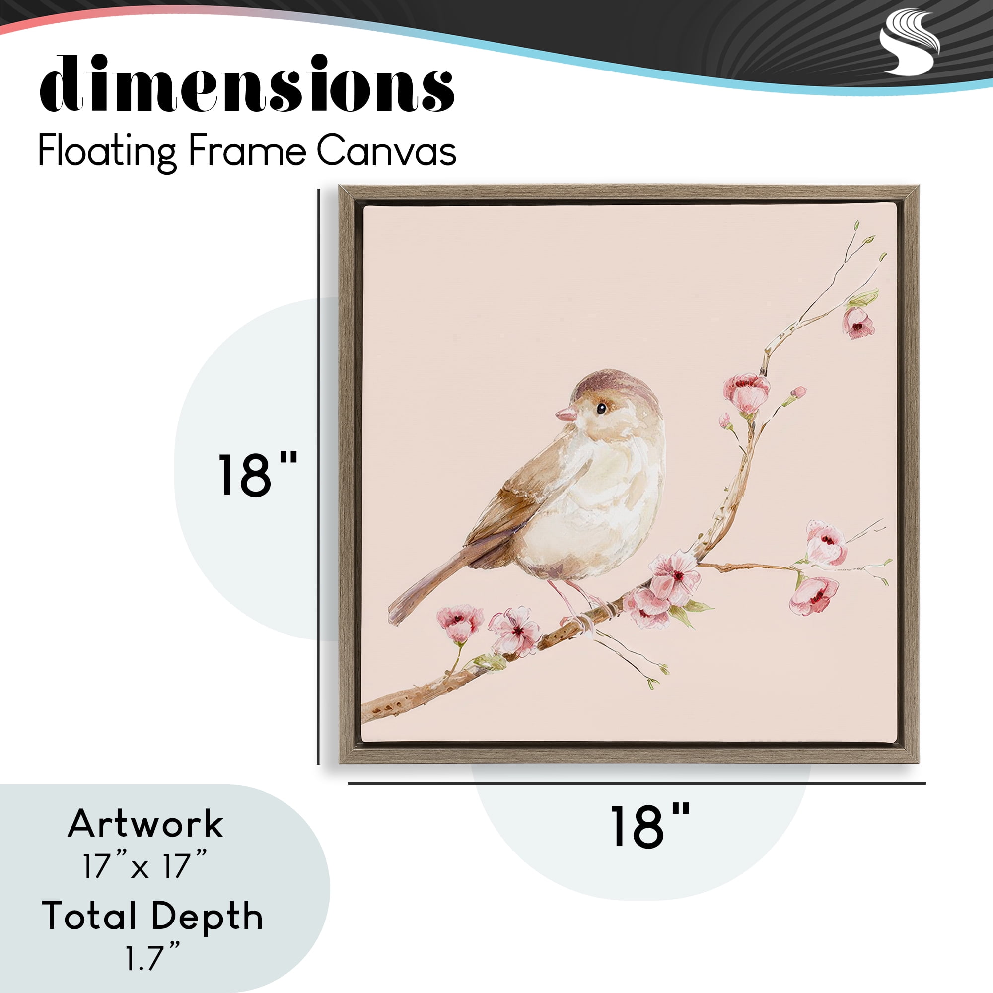 Sweet Brown Bird Perched Brown Framed Floater Canvas Wall Art, design by Lisa Wehmeyer