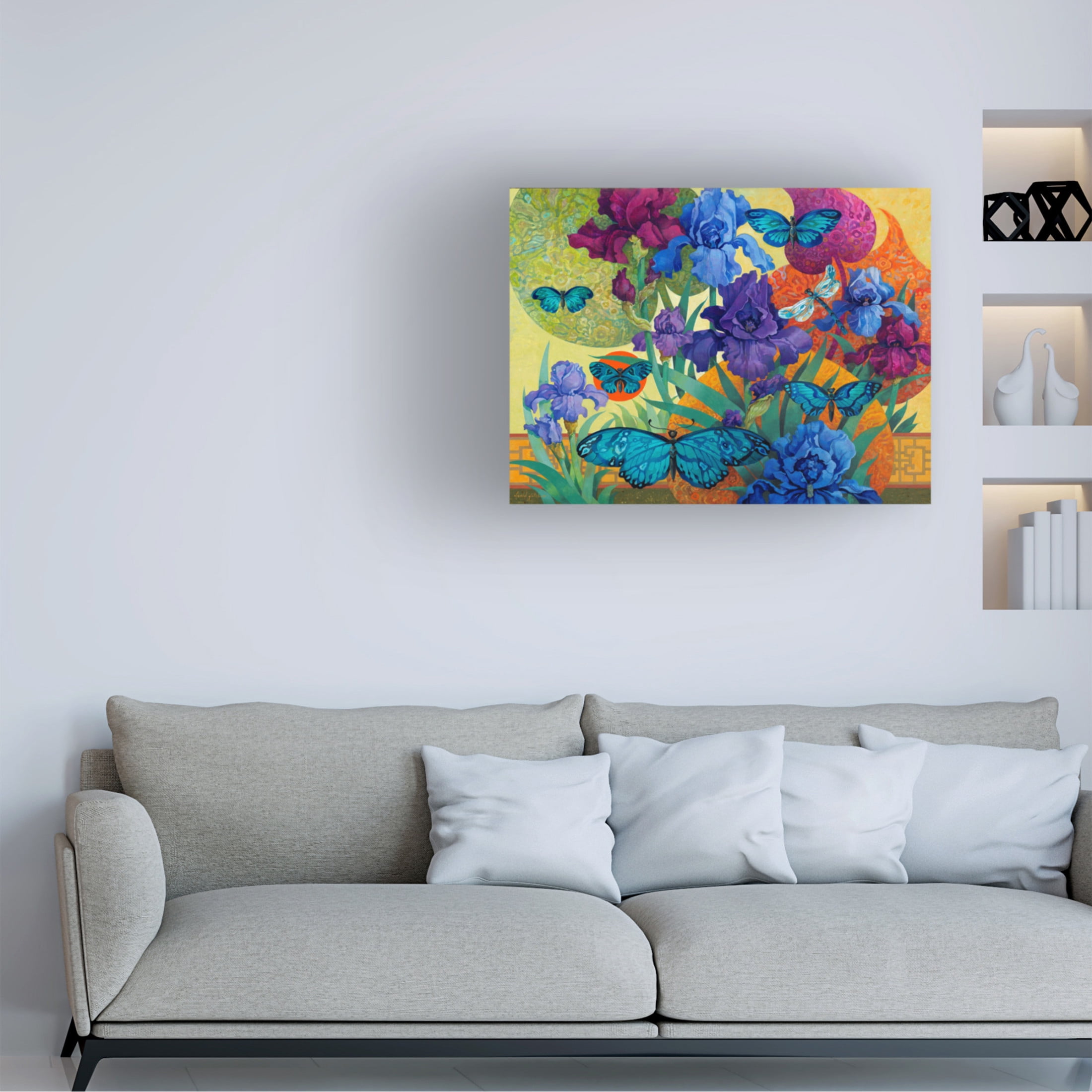 Canvas Wall Art - David Galchutt 'Iris Garden' Wall Art for Living Room, Bedroom, or Office Décor by Trademark Fine Art - 47 x 35 Inches