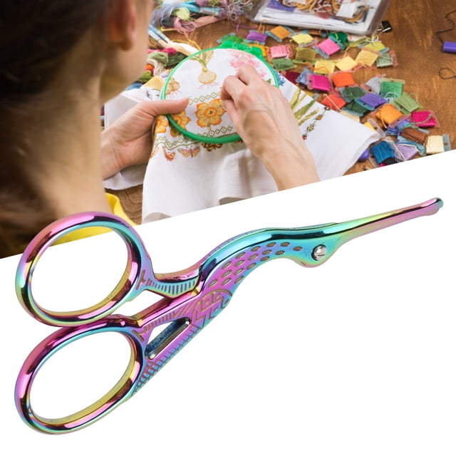 Crane Design Embroidery Scissors, Stainless Steel Small Craft Scissors with Rounded Tip for Safety, Handwork and Sewing Tool for Paper Cutting DIY, 9.5cm