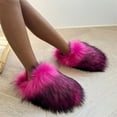 thumbnail image 7 of Women's Winter Fuzzy Slippers Plus Size Woman Luxury Furry Faux Fur Slippers Plush Warm Home Cotton Shoes Indoor Fur Slides (Pink Fox,280(25.5cm)), 7 of 7