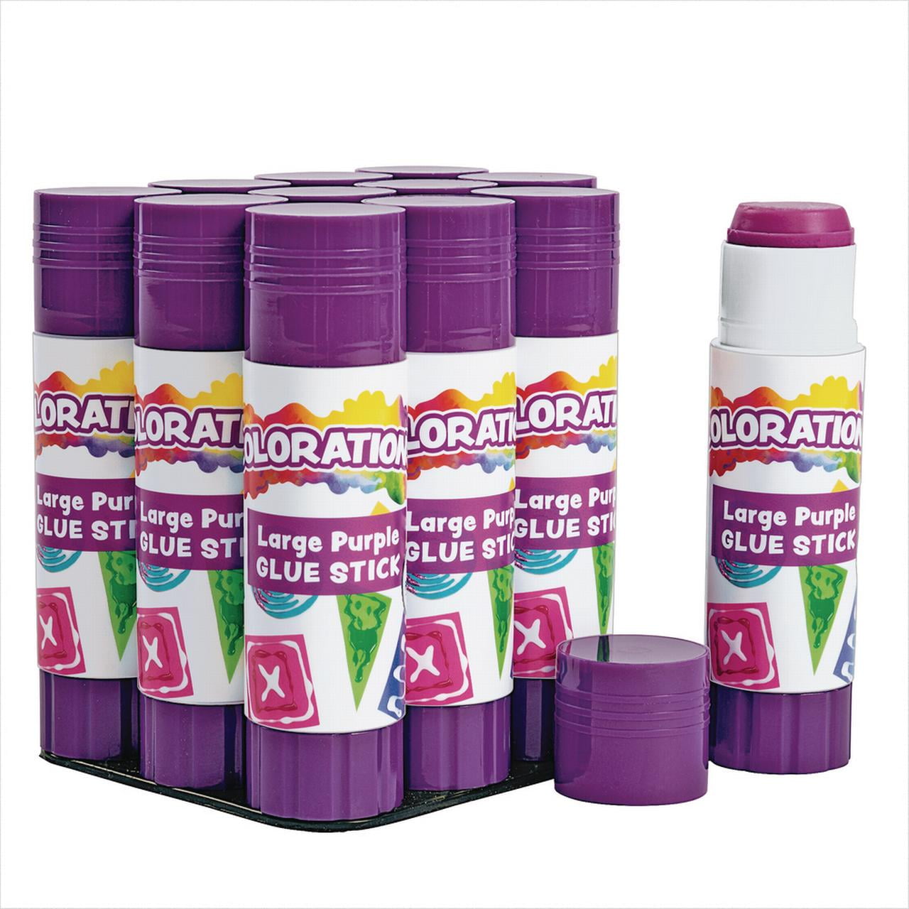 Colorations Purple Glue Sticks, Set of 12, Stick 0.88 ounces, Dries