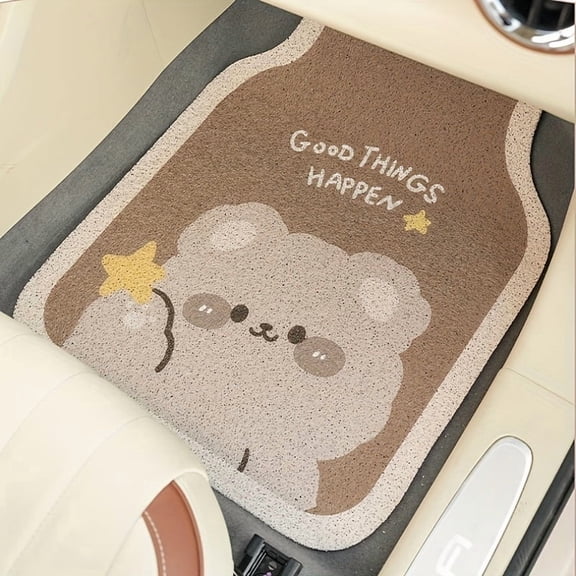 Brown Bear Car Footrest – Thick Circular Non-Slip Pad, Universal Cuttable Cushion, Durable and Wear-Resistant, Cozy Comfort and Car Interior Accessory