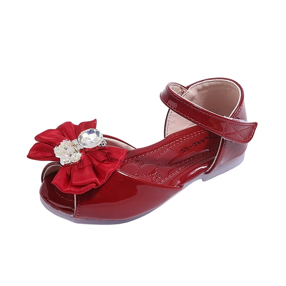 BOBOGOJP Girls Sandals Glitter Wedding Party Princess Dress Shoes Flower Girl Low Heel Mary Jane Pumps for Toddler/Little Kids Red for Size 11.5