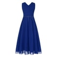 thumbnail image 5 of Miutii Kids Girls Shiny Rhinestones Birthday Party Dress Sleeveless V Neck Wedding Bridesmaid Dress Blue 14, 5 of 9