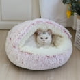 thumbnail image 3 of Pet Dog Cat Calming Bed for Indoor Cats Round Plush Kitten Warm Sleeping Nest Bed Cat Igloo Cave House, 3 of 7