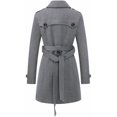 thumbnail image 2 of KVE Women's Classic Double Breasted Pea Coat Winter Mid-Long Slim Trench Coat with Belt Grey Large, 2 of 8