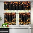 thumbnail image 3 of Kitchen Curtain Set 3Pcs Fall Leaf Pumpkin Coffee Curtain Blackout Valance Curtain and Tier with Rod Pocket for Kitchen Window Living Room S, 3 of 6