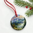 thumbnail image 6 of Olympic National Park Washington Watercolor Christmas Tree Holiday Round Ceramic Ornament, 6 of 7