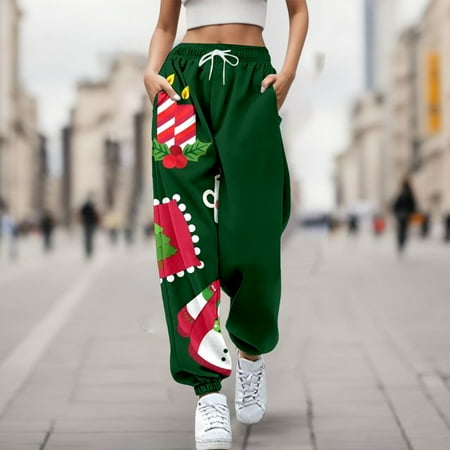 

Women Fashion Trousers Pumpkin Merry Christmas Suitable Print Bottom Sweatpants Pockets High Waist Sporty Gym Fit Jogger Pants