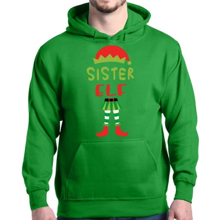 Shop4Ever Men's Sister Elf Costume Funny Christmas Xmas Hooded Sweatshirt Hoodie