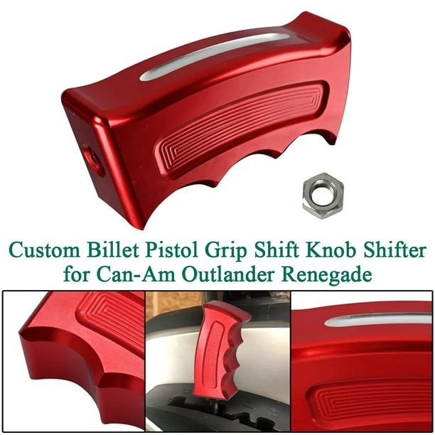 ALLTIMES Custom Billet Pistol Grip Shift Knob Shifter for CanAm Outlander Renegade, Red CNC