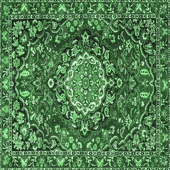 Ahgly Company Indoor Square Persian Emerald Green Traditional Area Rugs, 8' Square
