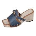 thumbnail image 3 of Mules Slippers Sandals for Women 2025 Trendy Square Open Toe Platform Wedge Dress Slides Summer Chunky Heels, 3 of 5