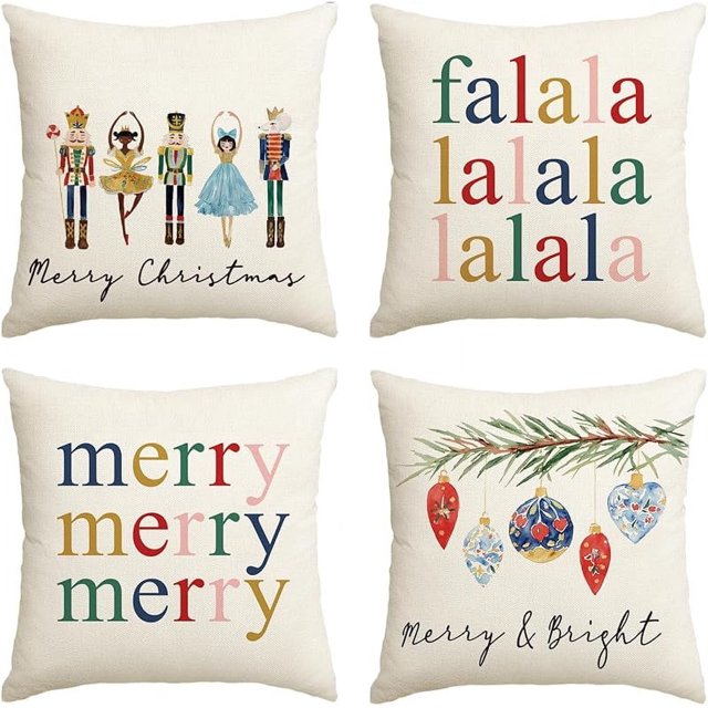 Fundas de almohada navideñas con diseño de Cascanueces, 40,6 x 40,6 cm, para decoración de fiestas de invierno, para sofá, juego de 4