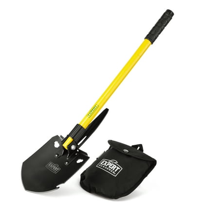 Expert Gardener Round Point Folding Shovel with Sheath, Hand Multitool, Carbon Steel