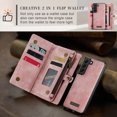 thumbnail image 5 of Feishell Durable 2-In-1 Magnetic Detachable Wallet Case for Samsung Galaxy S22,for Women Men,Premium PU Leather Zipper Pocket Flip Multi Card Slots Purse Phone Case with Wrist Strap,Pink, 5 of 9