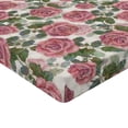 thumbnail image 4 of Ambesonne Roses Fitted Sheet, English Garden Blossom Art, Twin Size, Pastel Pink and Olive Green, 4 of 5