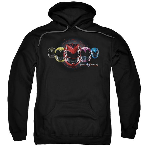 Power Rangers Head Group Adult Pullover Hoodie Sweatshirt Black