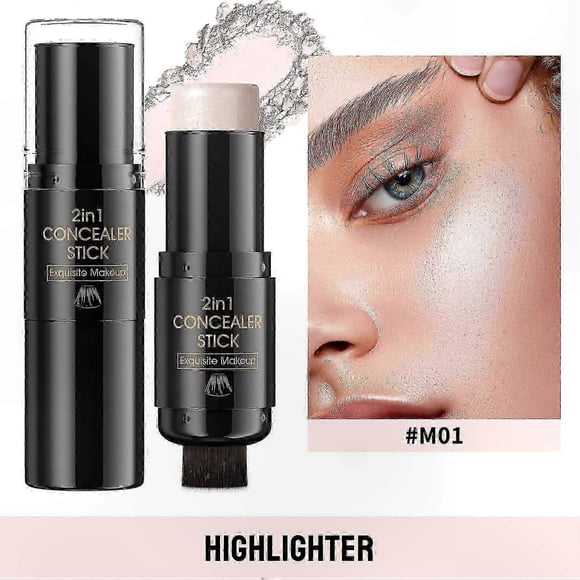 Double-Sided Contour Tool with Blending Brush, Highlighter and Bronzer for Makeup, Natural Look, Waterproof, Extended Wear Capability