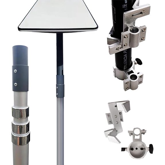 EEZ RV Products Telescopic 10ft Pole with Starlink (GEN 2 / V2) Adapter and RV Ladder Mounting Bracket Kit - Fits 1 inch Ladder Rails