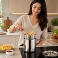 thumbnail image 3 of Countertop Deep Fryer, Mini Fryer with Basket, 304 Stainless Steel Small Deep Fryer for Chicken Legs, Fries, Cutlets, 3 of 8