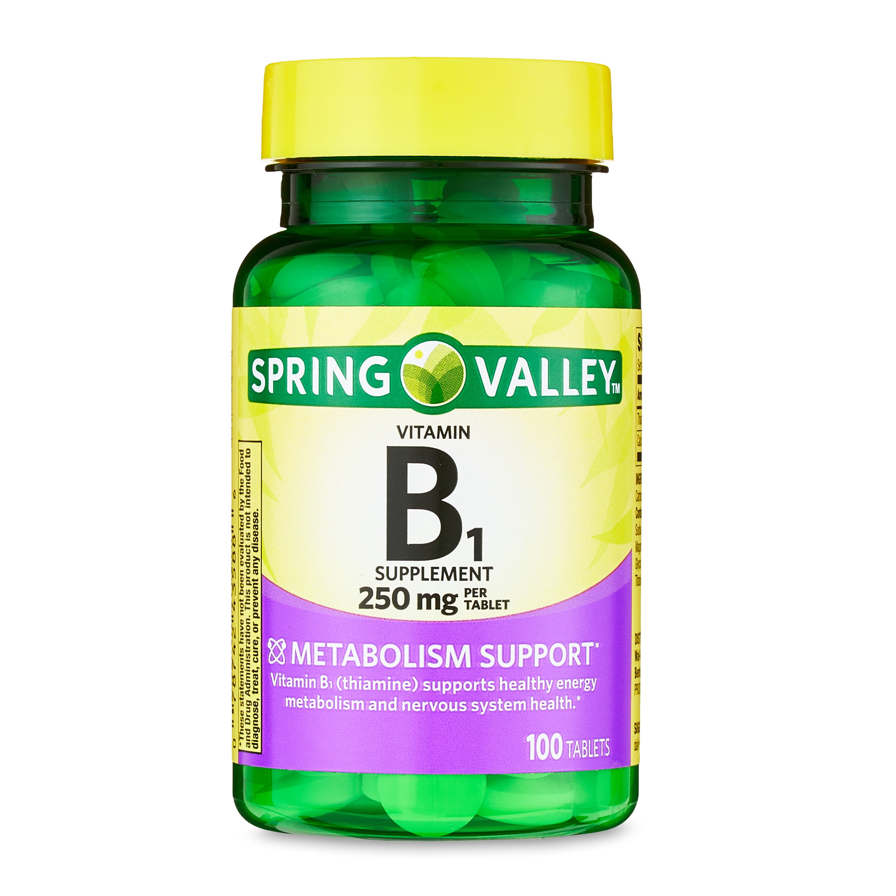 Spring Valley Vitamin B1 Tablets Dietary Supplement, 250 mg, 100 Count ...