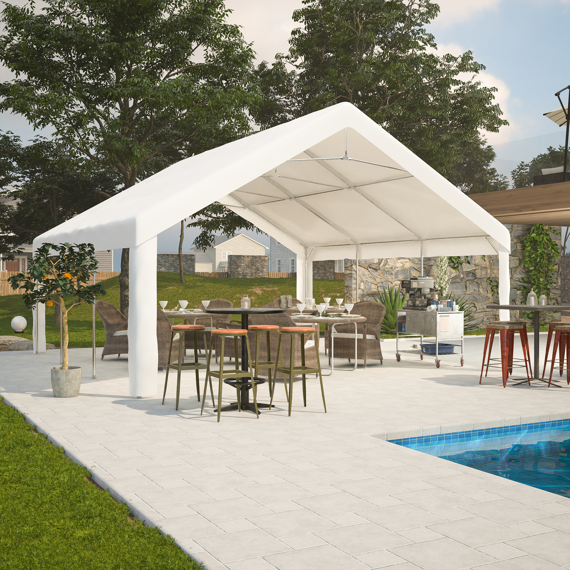 MAYEERTY 20x20FT Heavy Duty Party Tent, Removable Sidewalls 2 Storage Bags for Wedding Camping Carport