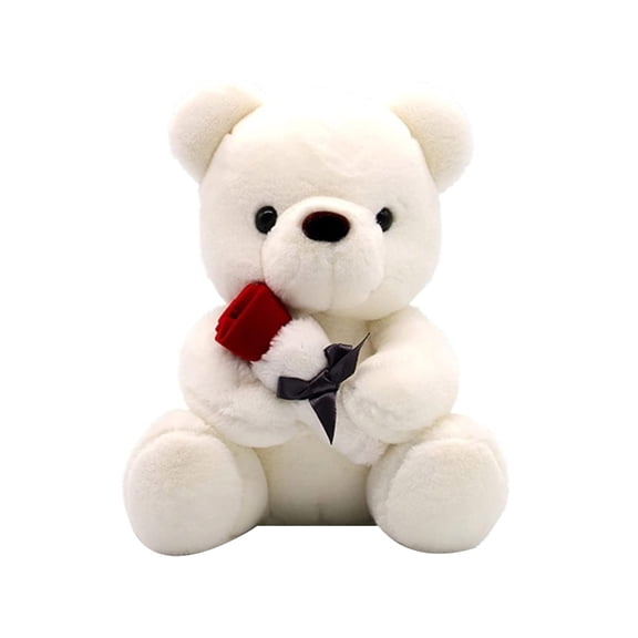 KUFptva Teddy Bear Stuffed For Girlfriend Valentines Day Teddy Bear With Rose Plush Bear Stuffed Valentines
