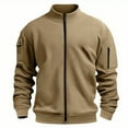 thumbnail image 4 of Men's Fleece Jacket Solid Color Stand Collar Zipper Front Thick Pocket Long Sleeve Lightweight Warm, 4 of 4