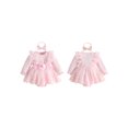 thumbnail image 2 of Cjfdfy Newborn Baby Girls Lace Dress Fall Clothes Bodysuit Ruffle Long Sleeve Floral Lace Romper Dress And Bow Headband Infant Cute Coming Home Outfit Fall Winter Outfit 0-18 Months, 2 of 9