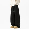 thumbnail image 5 of CONFREE Mens Baggy Wide Leg Pants Solid Color Casual Pants For Men Soft Loose Fit Trousers With Elastic Waist Drawstring, 5 of 9