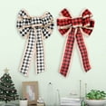 thumbnail image 3 of 3PCS Buffalo Plaid Christmas Tree Topper Decoration - Red White Black Burlap Bow - Rustic Farmhouse Xmas Decoration Home Decor ,9*16", 3 of 8