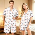 thumbnail image 2 of JULMCOMO Halloween Couples Matching Pajama Sets Cute Ghost Bow Print Button Down Holiday Party 2 Piece Sets Soft Comfy Shorts Pajamas Beige-Men S, 2 of 6